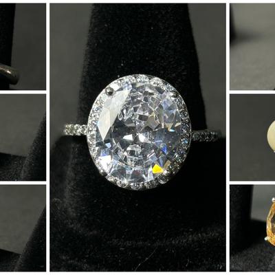 Sterling Silver Marked Cocktail Rings - Sizes Range 6 - 9