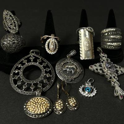 Sterling Silver (Marked) Rings And Pendants