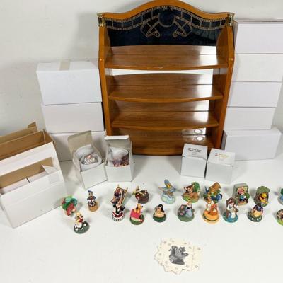 Lenox The Disney Magic Thimble Collection With Mirrored Display Shelf 1998 - 45 Thimbles, Some New
