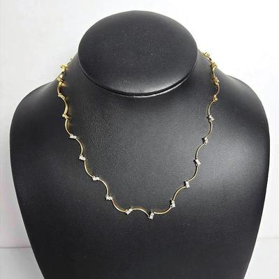 14K Marked Gold Diamond Accented 17" Necklace