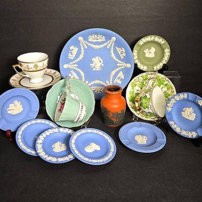 Wedgwood Jasperware, Antique Prattware Pottery Jar & Teacups- Aynsley, Royal Chelsea, Heinrich & Co