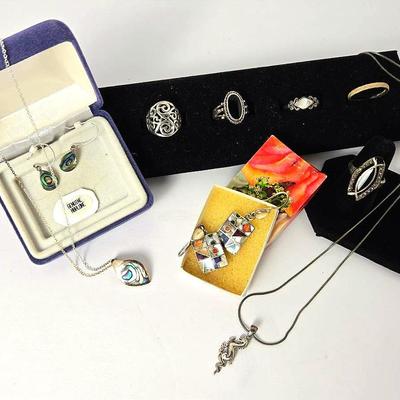 Sterling Silver (Marked) Jewelry, including Earrings, Necklaces, Rings