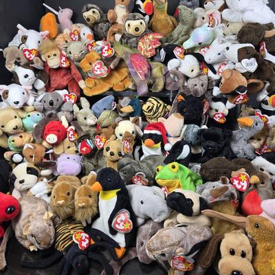 Beanie Babies with Paper Hang Tags - Approximately 100