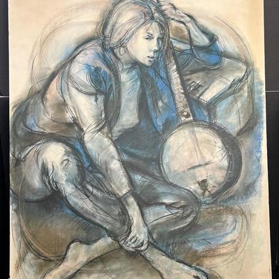 “Angel of Bleeker Street” Midcentury Print By Sheldon Clyde Schoneberg - 33x25”, Attached To Board