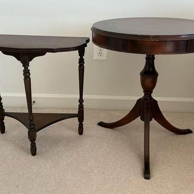 2 Vintage Dark Wood Accent Tables