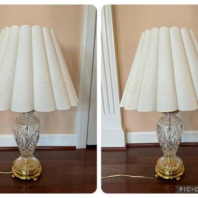 2 Waterford Crystal Table Lamps w/ Shades
