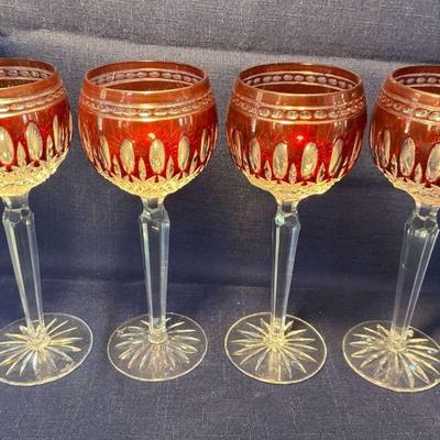 Waterford Clarendon Ruby Hock Wine Glasses 
