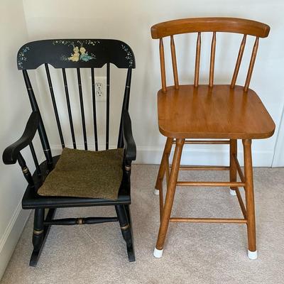 Vintage Child Rocking Chair & High Chair
