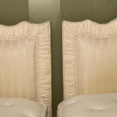 2 White Upholstered Twin Headboards