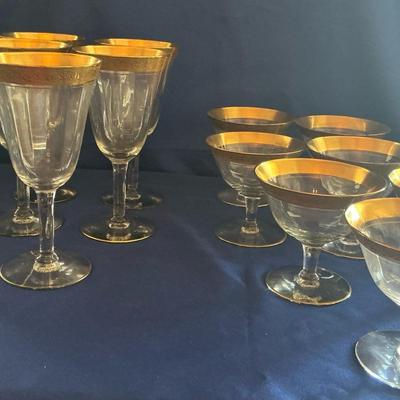 Tiffin Franciscan Gold encrusted glasses 
