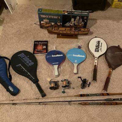 Sporting Goods: Tennis, Fishing, And Model Ship (Partially Completed)