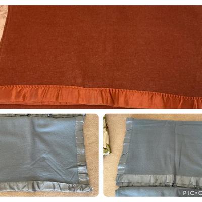 3  Wool Satin Edge Blankets incl. Coming Home Lands End