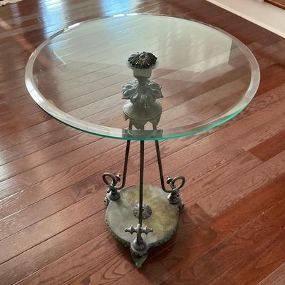 Neoclassical Style Round Lamp Table 