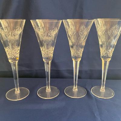 Waterford Fluted Champagne Glasses In Millenium And Peace Pattern 