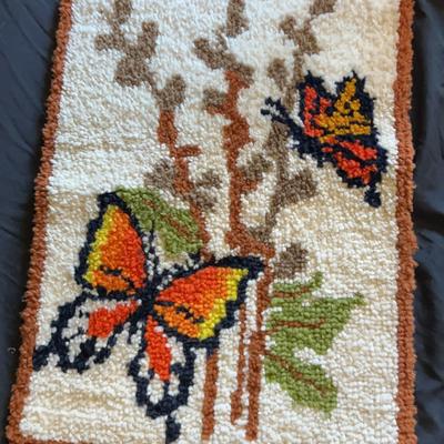 Vintage Latch Hook Butterfly Wall Hanging 