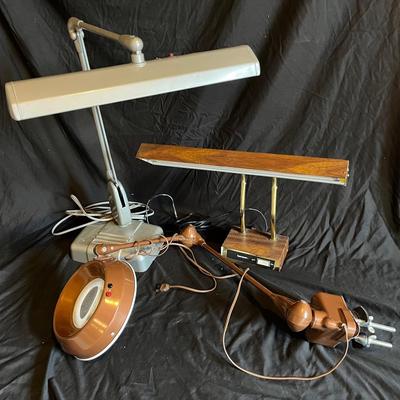 Vintage MCM Insustrial Floating Style Lamps, Tensor Plus Magnifier