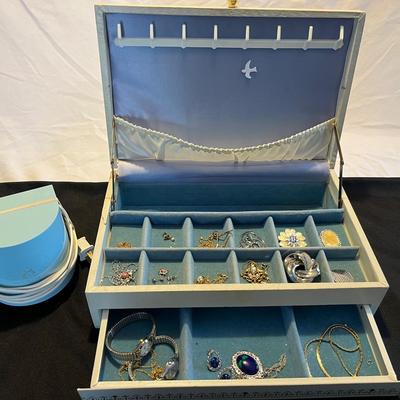 Vintage Jewelry Box And Fashion Jewelry Mystery Lot Including Western Germany Plus Gem-Sonic Cleaner