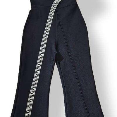 Chic Black One-Shoulder Jumpsuit w/ Greek Key Trim – Size L