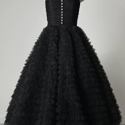 Oscar de la Renta Black Strapless Textured Tulle Gown – Size 6 (May Be Altered)
