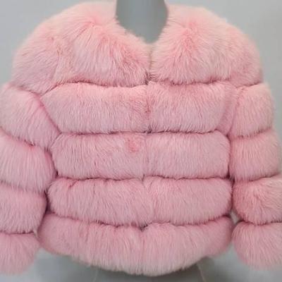 FURSARCAR XXL Pink Faux Fur Puffer Jacket