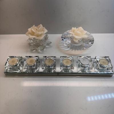 3 Piece Decorative Crystal & Glass Candle Holders