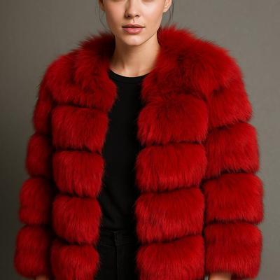 Red, Faux Fur Coat