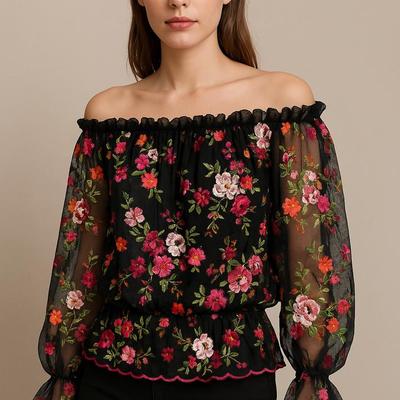 Peasant-Style Embroidered Blouse