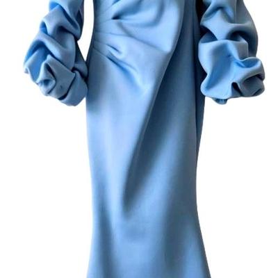 Light Blue Off the Shoulder Sheath Scuba Gown Size 4