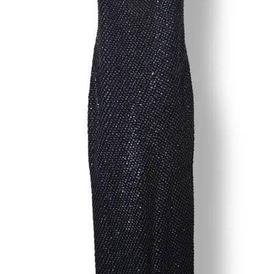 Vintage Black Sequin Evening Gown – Floor Length, Sleeveless, Classic Elegance