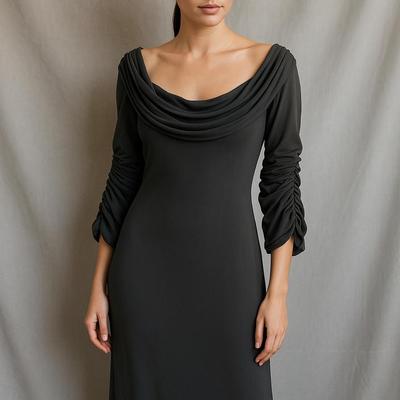 Club L London Black Ruched Sleeve Gown
