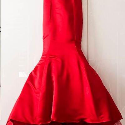 Red Satin Mermaid Dress - Custom Made