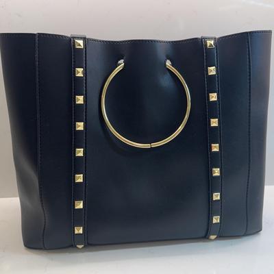 Black Faux Leather Handbag 