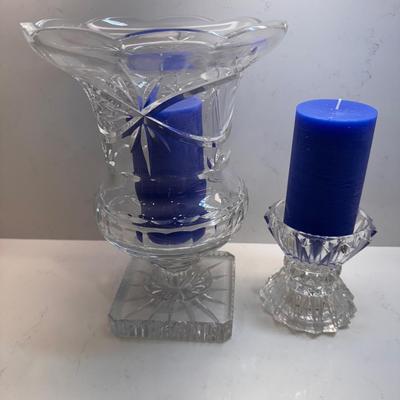 Hurricane & Crystal Pillar Candle Holders