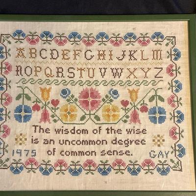 Vintage Cross Stitched Proverb