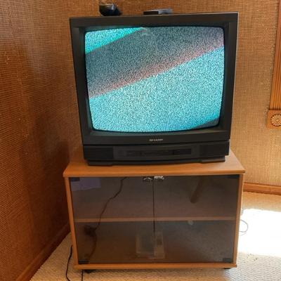 1990’s 25 Inch Sharp TV With Media Cabinet