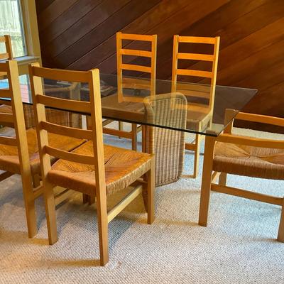 Contemporary Maple And Cane Dining Set