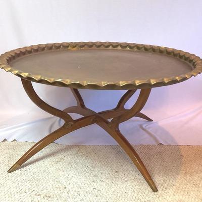 MCM Moroccan Brass Tray And Table
