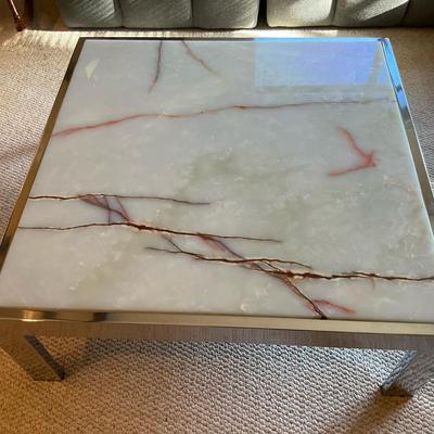 Retro Onyx And Chrome Coffee Table 