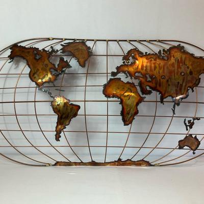 Mid-Century Modern World Map Sculpture