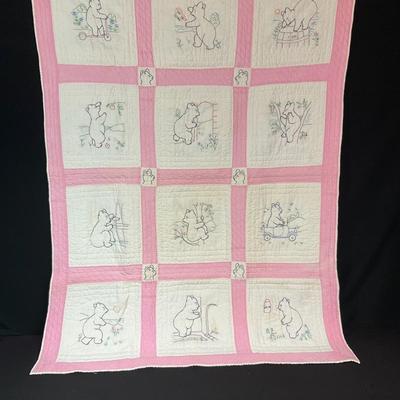 Hand Made Baby Quilt With Bears