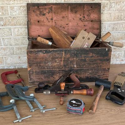 Vintage Wood Box / Tool Contents