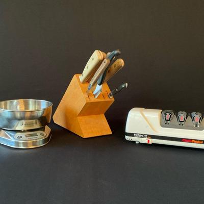 Digital Food Scale, Electric Knife Sharpener, And Knives
