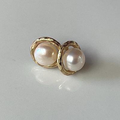 Peter Brams Design 14K Yellow Gold Pearl Earrings
