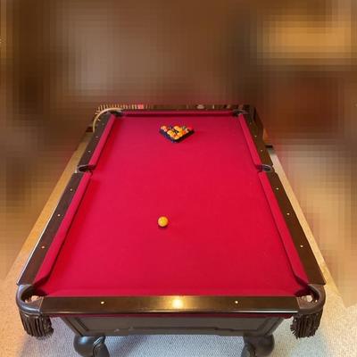 Leather And Solid Wood Pool Table