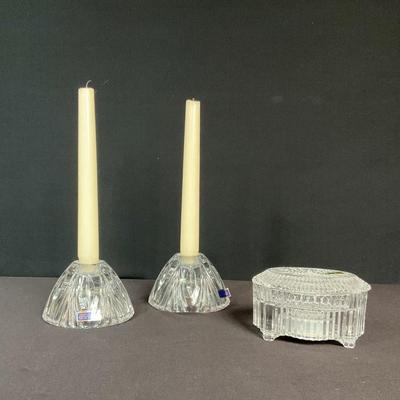 Waterford Jewelry/music Box & Marquis Canterbury Taper Candleholders