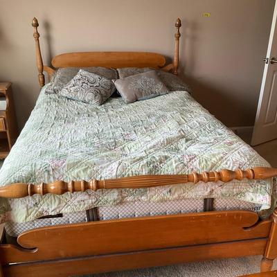 Wood Full Size Bed With Stearns & Foster Mattress