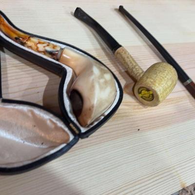 Three Pipes Including A Corn Cob