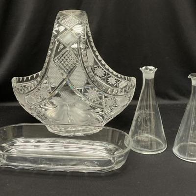 Pear Etched Lead Crystal Basket and More