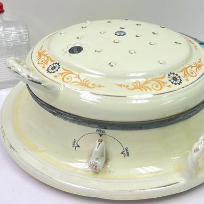 Porcelain “Mfg. Co.” Waffle Iron and More