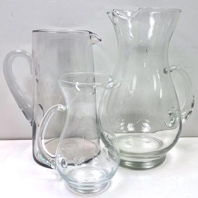Etched Glass Water Pitcher Assortment 